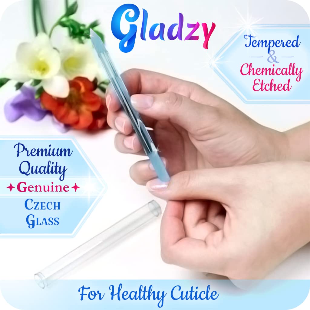 Glass Cuticle Pusher by GLADZY - Manicure Stick Professional Nail Care, Precision Filing Cuticle Remover, Etched Surface Never Wears Out, Genuine Czech Quality - Image 5